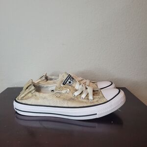 Converse Tan and White Canvas Sneakers Low-Top Casual